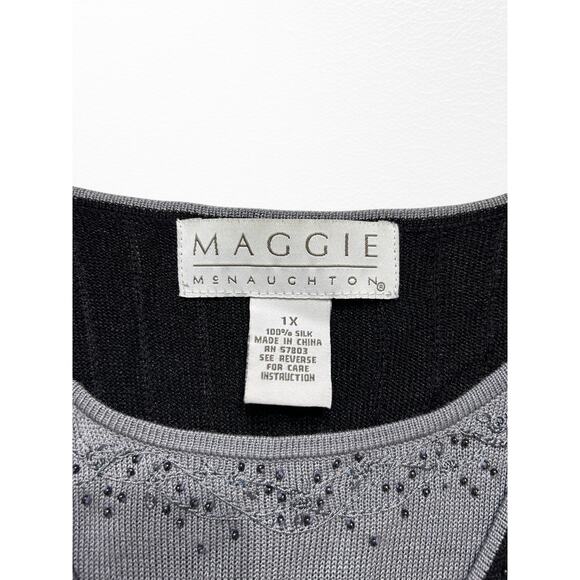 Vintage 100% Silk Maggie McNaughton Layered Sweater, Size 1X - Picture 3 of 8